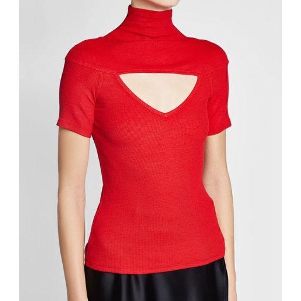 Beaufille women’s Zinner cutout ribbed stretch top in red size xs